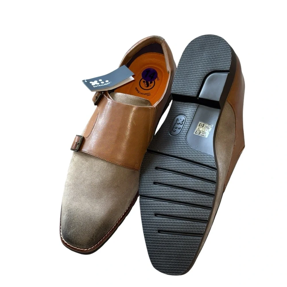 NWT Thomas & Vine Artemis Chisel Toe Double Monk Strap Dress Shoe Loafer Light